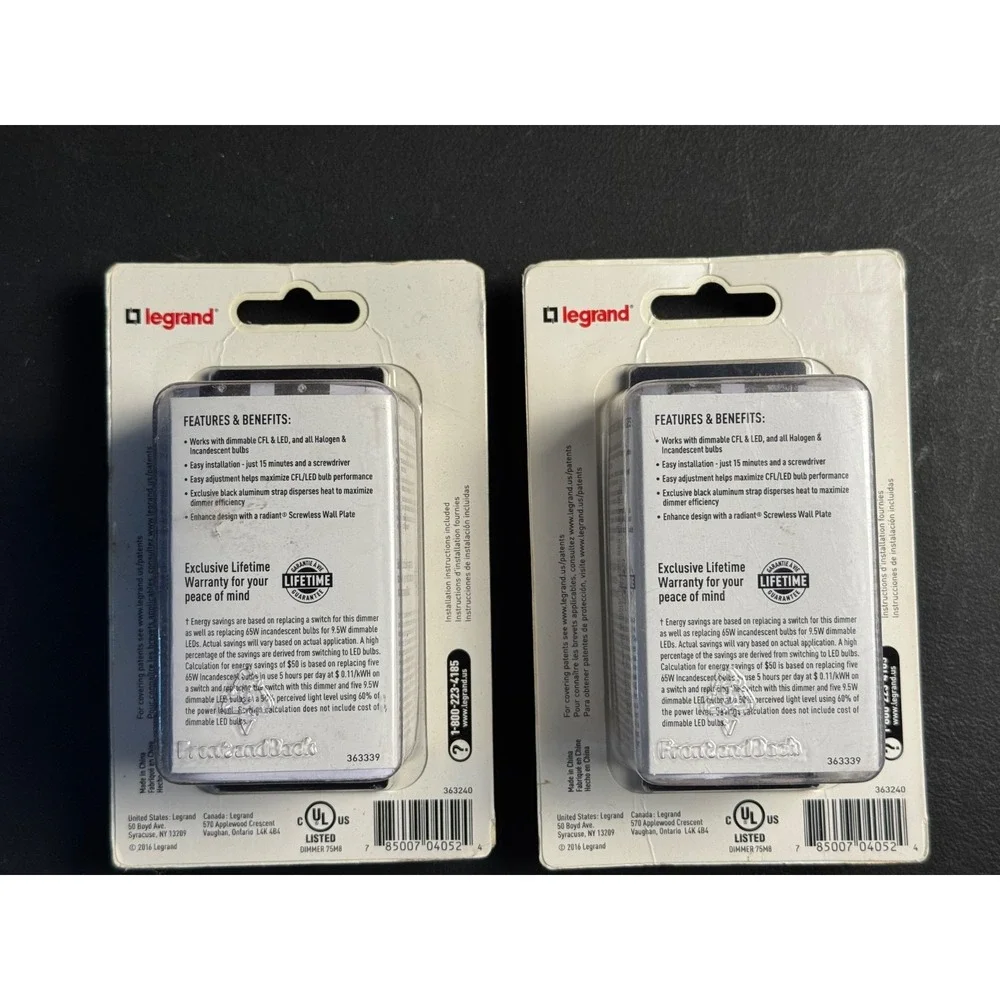 SET of 2 Legrand Slide Dimmer LSCL453PWCCV4 Pass & Seymour Decorator Light